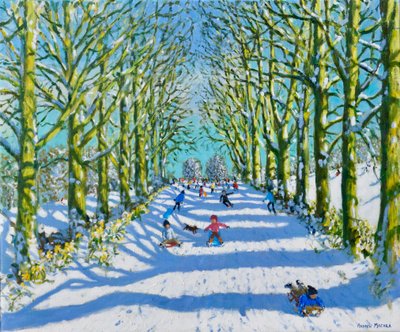 Fun in the sun and snow, Derby, 2022 (óleo sobre lienzo) de Andrew Macara