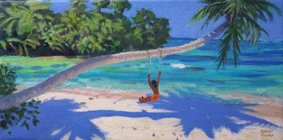 Niña en un columpio, Seychelles, 2015 de Andrew Macara