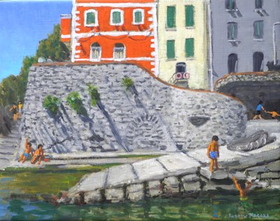Portafino, Italia (óleo sobre lienzo) de Andrew Macara