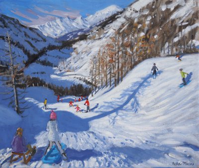 Sombra de un abeto y esquiadores Tignes, 2014 de Andrew Macara