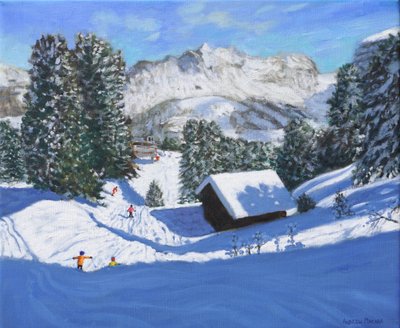 Chalet de esquí, Samoens, Grand Massif, Francia, 2023 (óleo sobre lienzo) de Andrew Macara