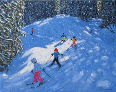 Escuela de esquí. Samoens, Grand Massif, Francia, 2021 (óleo sobre lienzo) de Andrew Macara