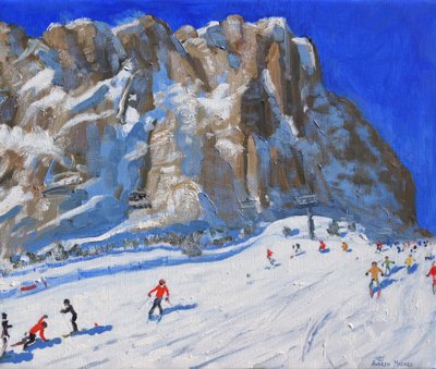 Esquí bajando la montaña, Selva Gardena de Andrew Macara