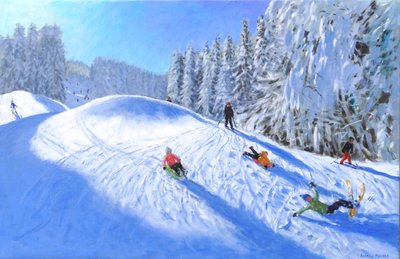 Esquí en Morzine, Francia, 2023 (óleo sobre lienzo) de Andrew Macara