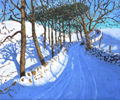 Trineo en el Derbyshire Peak District, 2023 (óleo sobre lienzo) de Andrew Macara