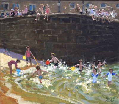 Chapoteando en el puerto de Tenby, 2016 de Andrew Macara