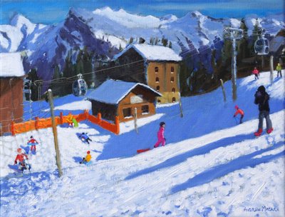 La pista de hielo, Samoens, Francia, 2022 (óleo sobre lienzo) de Andrew Macara
