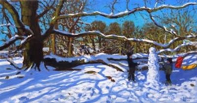 El muñeco de nieve, Calke Abbey, Ticknall, Derby, 2022 (óleo sobre lienzo) de Andrew Macara