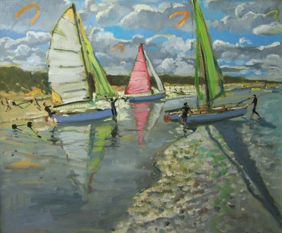 Tres veleros, Bray Dunes, Francia de Andrew Macara
