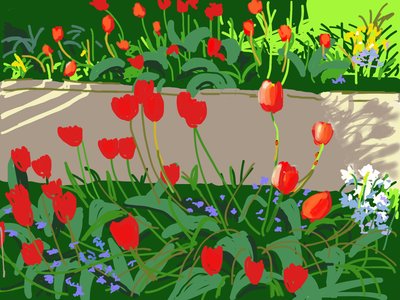 Tulipanes y mariquitas, 2017 de Andrew Macara