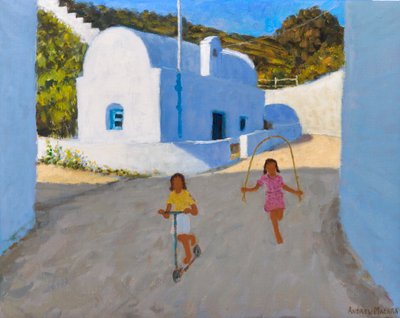 Dos niñas, Klima, Milos, 2022 (óleo sobre lienzo) de Andrew Macara