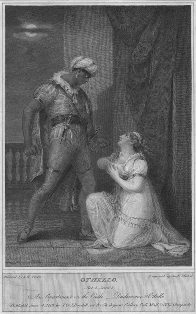 Othello. Acto 4. Escena 2. Un apartamento en el castillo. Desdémona y Othello, 1801 de Andrew Michel