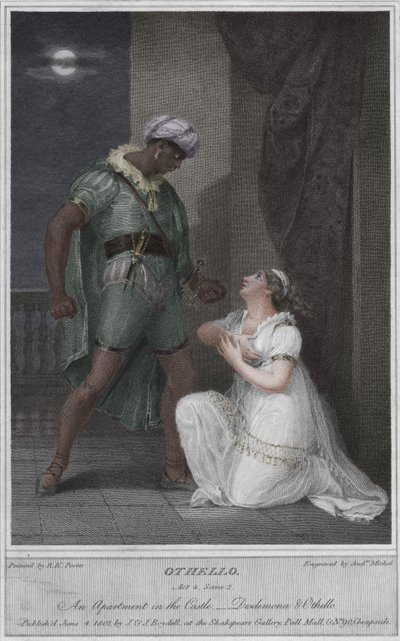Othello. Acto 4. Escena 2. Un apartamento en el castillo. Desdémona y Othello, 1801 de Andrew Michel