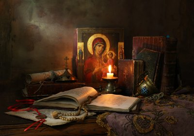 Madonna y la luz de las velas de Andrey Morozov