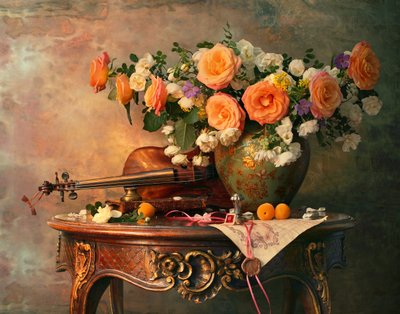 Rosas románticas y violín de Andrey Morozov