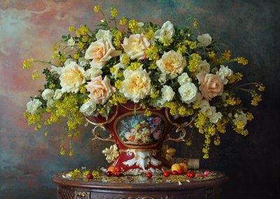 Naturaleza muerta con rosas de Andrey Morozov