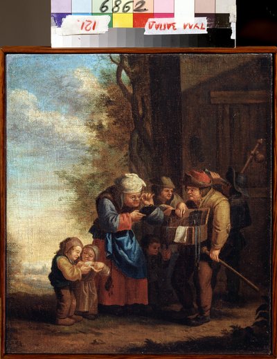 ""El vendedor de anteojos, o alegoría de la vista"" (El vendedor de anteojos. Vista (de la serie Los cinco sentidos) Pintura de Andries Dirksz Both (1608-1641) Museo Estatal de Arte del siglo XVII Tula Rusia de Andries Both