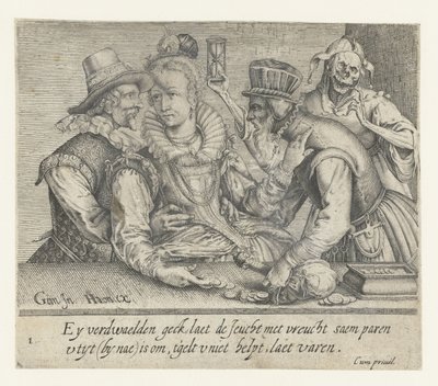 Un anciano intenta comprar el amor de una joven Amor desigual (título de la serie) de Andries Jacobsz. Stock (possibly)