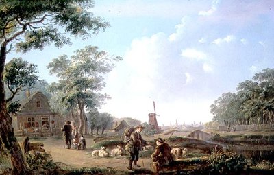 Figuras rústicas en las afueras de una ciudad holandesa de Andries Vermeulen