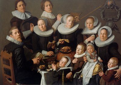 Retrato del pintor Andries van Bochoven y su familia, 1629 de Andries van Bochoven