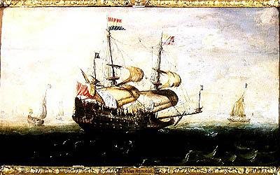 Un buque de guerra holandés de Andries van Eertvelt