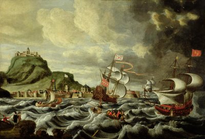 Escena de un puerto, posiblemente Génova de Andries van Eertvelt