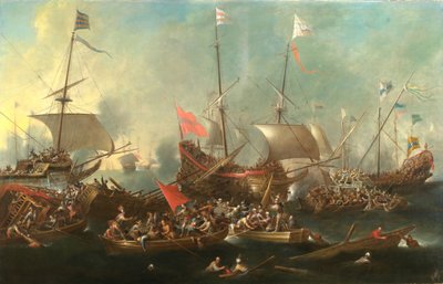 La Batalla de Lepanto - Una batalla naval entre cristianos y corsarios berberiscos de Andries van Eertvelt
