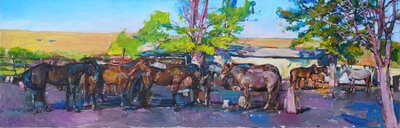 Caballos en el establo de Andrii Kutsachenko