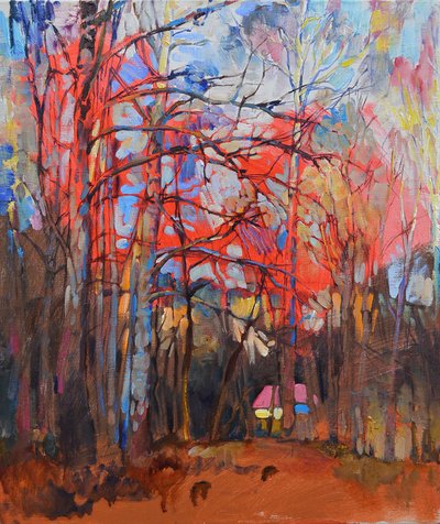 Sendero de la cabaña del Bosque Rojo de Andrii Kutsachenko