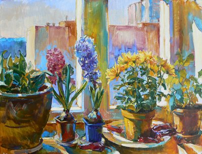 Flor en la ventana soleada de Andrii Kutsachenko