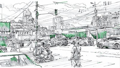 Dibujo del tráfico urbano de Andrii Kutsachenko