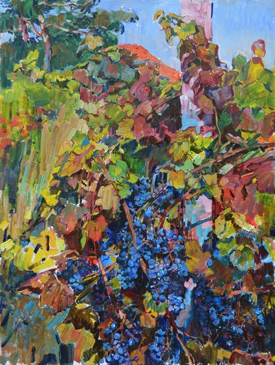 Viñedo otoñal lleno de colorido de Andrii Kutsachenko