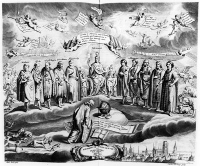 Firmamentum Sobiescianum o Uranographia, por Johannes Hevelius (1611-87), grabado por Carolus de la Haye, pub. en 1687 de Andrzej Stech