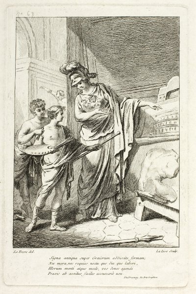 Minerva enseñando a un joven artista, ilustración para el Catalogue historique du Cabinet de Mariette de Ange Laurent de Lalive de Jully