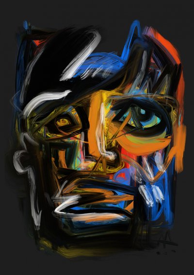 Retrato abstracto expresivo de Angel Rivas