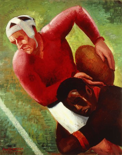 Football Move; Jugada de Futbol, c.1925 (óleo sobre lienzo) de Ángel Zárraga