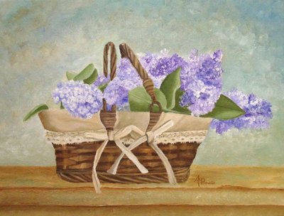Cesta de lilas moradas de Angeles M. Pomata