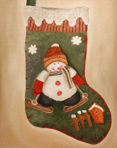 Calcetín de muñeco de nieve esquiando de Angeles M. Pomata