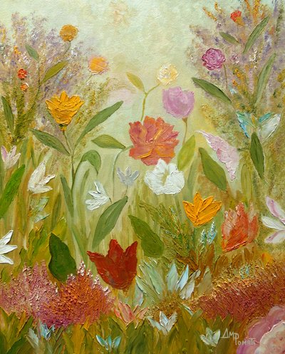 Un jardín de flores lleno de colorido de Angeles M. Pomata
