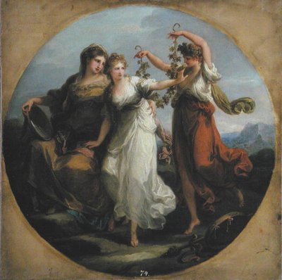 La belleza, apoyada por la prudencia, desprecia la ofrenda de la locura, c.1780 de Angelica Kauffmann