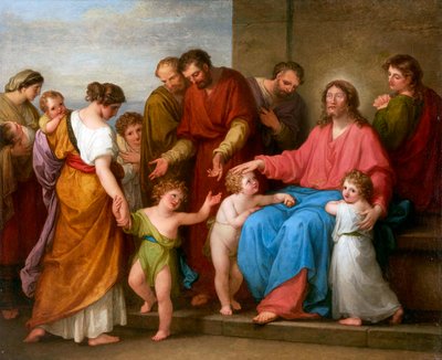 Jesucristo bendiciendo a los niños (dejad que los niños vengan a mí) de Angelica Kauffmann