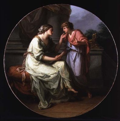 Papirio Pratextato Rogado por su Madre para Revelar los Secretos de las Deliberaciones del Senado Romano de Angelica Kauffmann