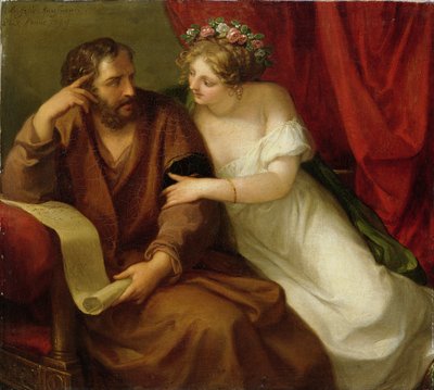 Friné seduciendo al filósofo Xenócrates, 1794 de Angelica Kauffmann