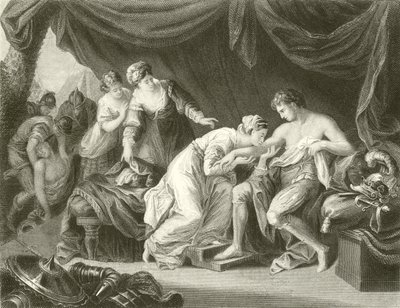 Veneno succionado de la herida del príncipe Eduardo por su consorte Leonor de Angelica Kauffmann