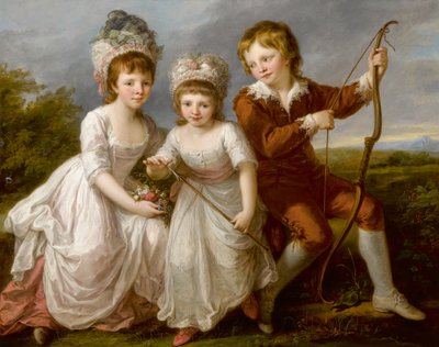 Retrato de Lady Georgiana Spencer, Henrietta Spencer y George Vizconde Althorp, c. 1766 de Angelica Kauffmann