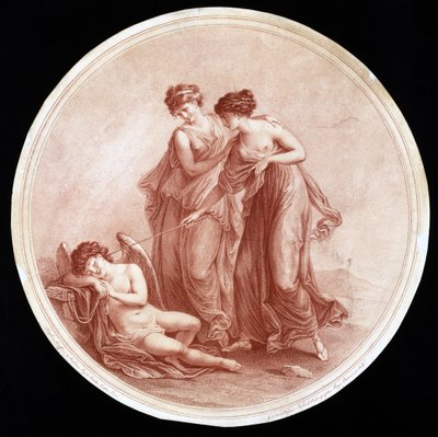 El despertar de Cupido por las Gracias (grabado por William Wynne Ryland) de Angelica after Kauffmann