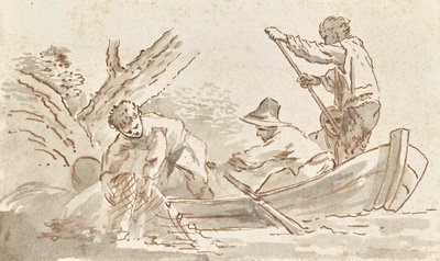Pescador tirando de la red de Angelica Kauffmann