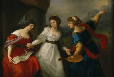 Autorretrato del artista dudando entre las artes de la música y la pintura, 1794 de Angelica Kauffmann
