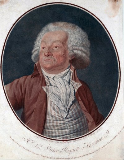 Retrato del escritor Gabriel de Riqueti, conde de Mirabeau (1749-1791) - Retrato del autor G.V. Mirabeau (1749-1791) - Grabado por Angelique Allais (nee Briceau) (siglo XVIII activo), aguafuerte, acuarela 1791 (29,5x25 cm) - Colección privada de Angelique (fl.1796 d.1827) Allais