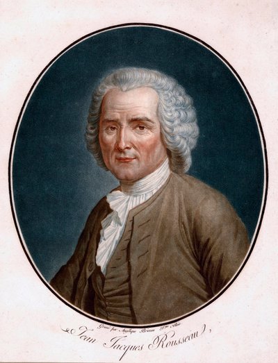 Retrato de Jean Jacques Rousseau (1712-1778) - Retrato de Jean-Jacques Rousseau - Grabado por Angelique Allais (de soltera Briceau) (siglo XVIII activo), aguafuerte, acuarela 1791 (24,5x21,5cm) - Bibliotheque de Geneve de Angelique (fl.1796 d.1827) Allais